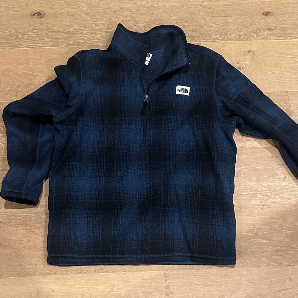 The North Face Navy Checkered Half-Zip Pullover